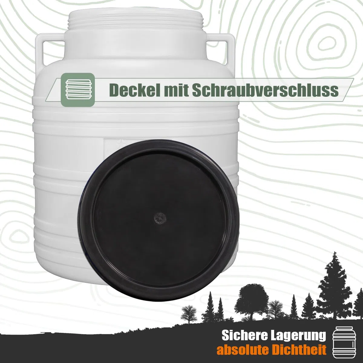 Weithalsfass Lebensmittelecht 40L Futtertonne Hund Gärbehälter Futter Tonne mit Deckel Maischefass Schraubdeckel 40 Liter Camping Kanister Gärfass (Weiß)
