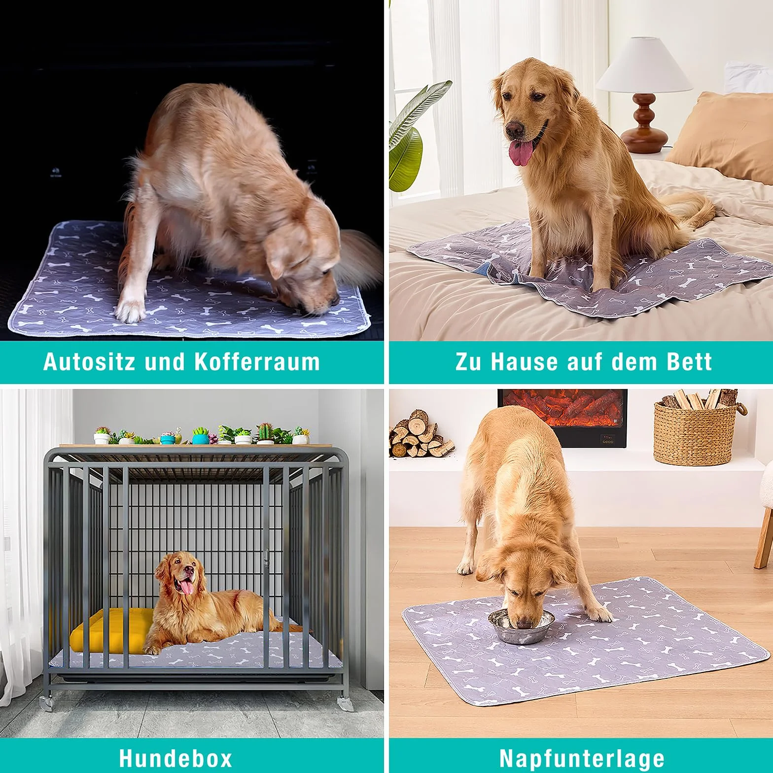 Inkontinenzunterlage für Haustiere 2er Set 80x90 cm – Waschbare, saugstarke, Oeko-Tex zertifizierte Trainingspads und Wiederverwendbare Urinunterlagen für Hunde, Katzen und Meerschweinchen