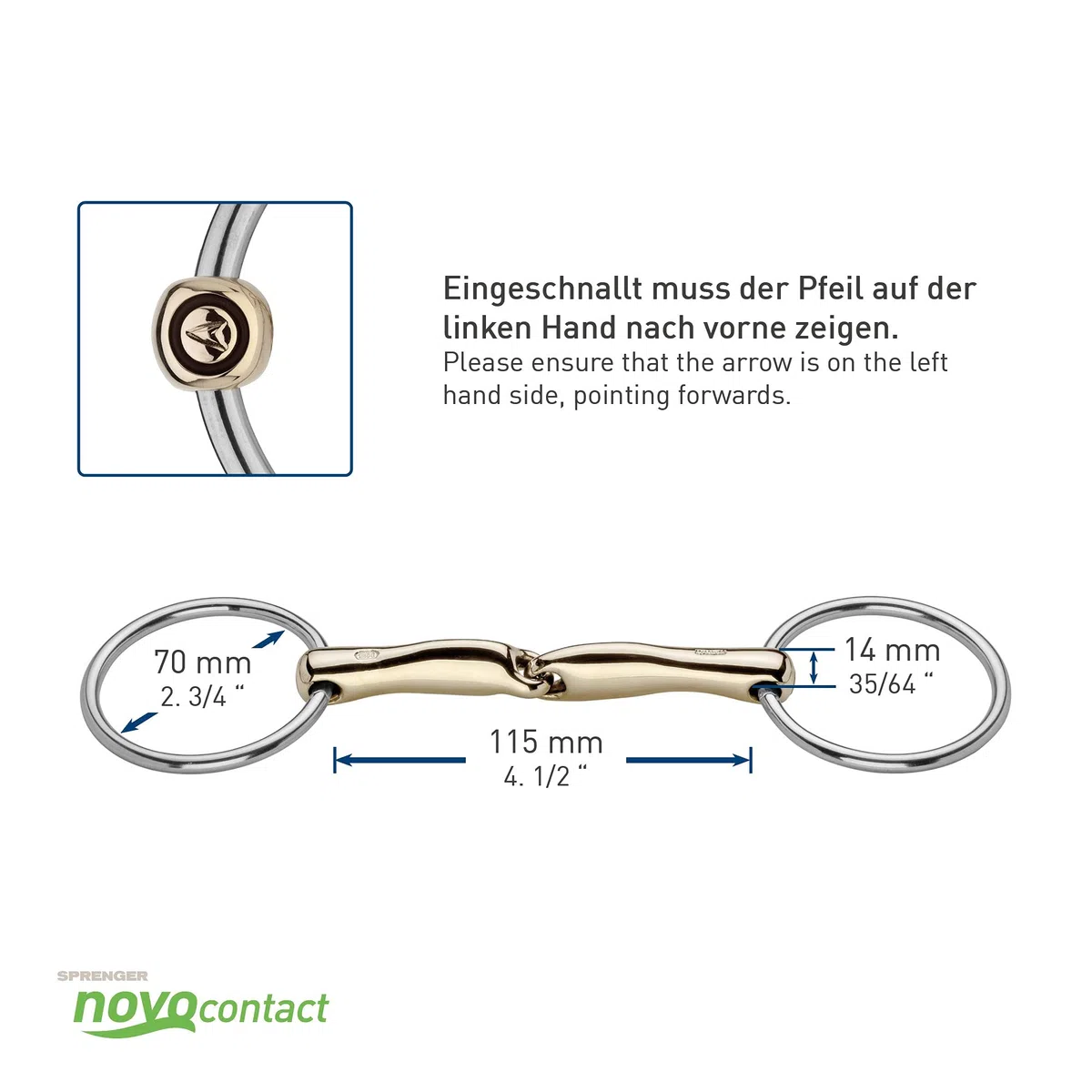 Sprenger novocontact Wassertrense 14 mm einfach gebrochen - Sensogan, 115 mm Weite