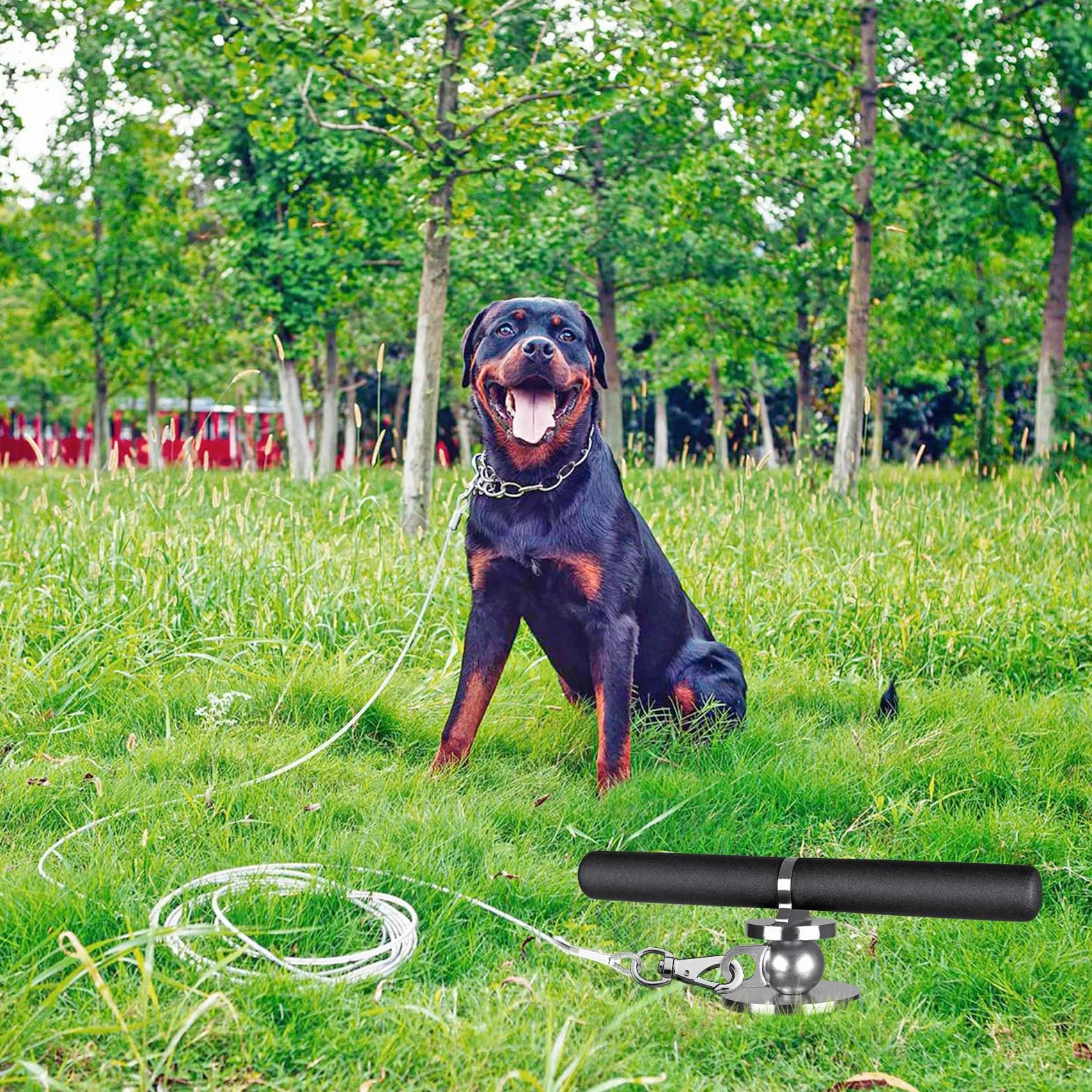 Bodenanker Hund Erdanker Hundeleine - 38CM Erdschrauben für Hunde Bis zu 220lbs Kein Verheddern Hof Strand Rasen Outdoor bis große Anlegepflock für Hof und Camping Hundeläufer