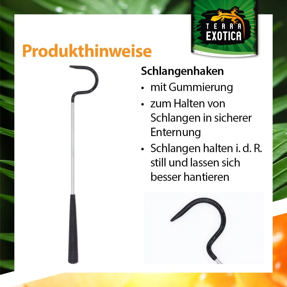 Terra Exotica Schlangenhaken aus Edelstahl gummiert – Snake Hook für Reptilien Handling – Feste Längen 50/70/96/105 cm & Teleskop 15–65/45–102 cm (50 cm)