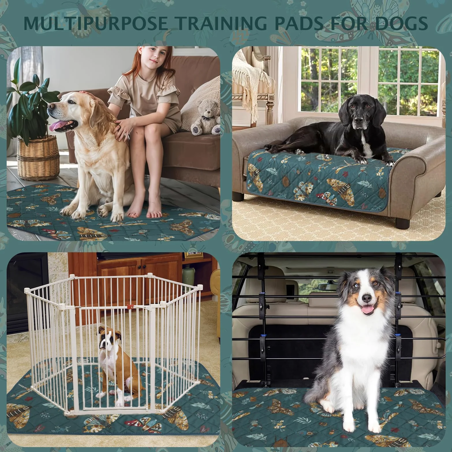 IEUUMLER 2 Stück Welpenunterlagen Waschbar für Hunde, Wiederverwendbare PIPI Matten,Super Saugfähig Trainingseinlagen für Laufstall/Autositz/Sofa EU014