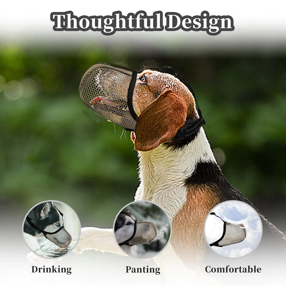 Maulkorb für Hunde, atmungsaktiv, weich, für extra kleine Hunde, verhindert Bellen, Beißen, Kauen, reflektierender, Verstellbarer Korbmaulkorb mit Air-Mesh für Dackel, Braun, Größe XS