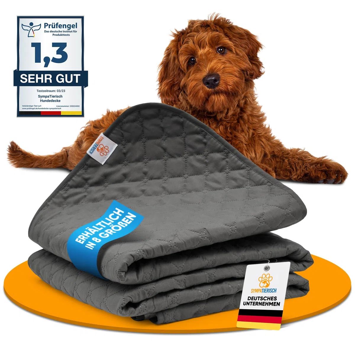 wasserdichte Hundedecke - Robuste Hundematte als Schutz für Sofa & Bett - rutschfeste Hundedecke auch für große Hunde geeignet - in der Waschmaschine waschbar - 100 x 80 cm - grau