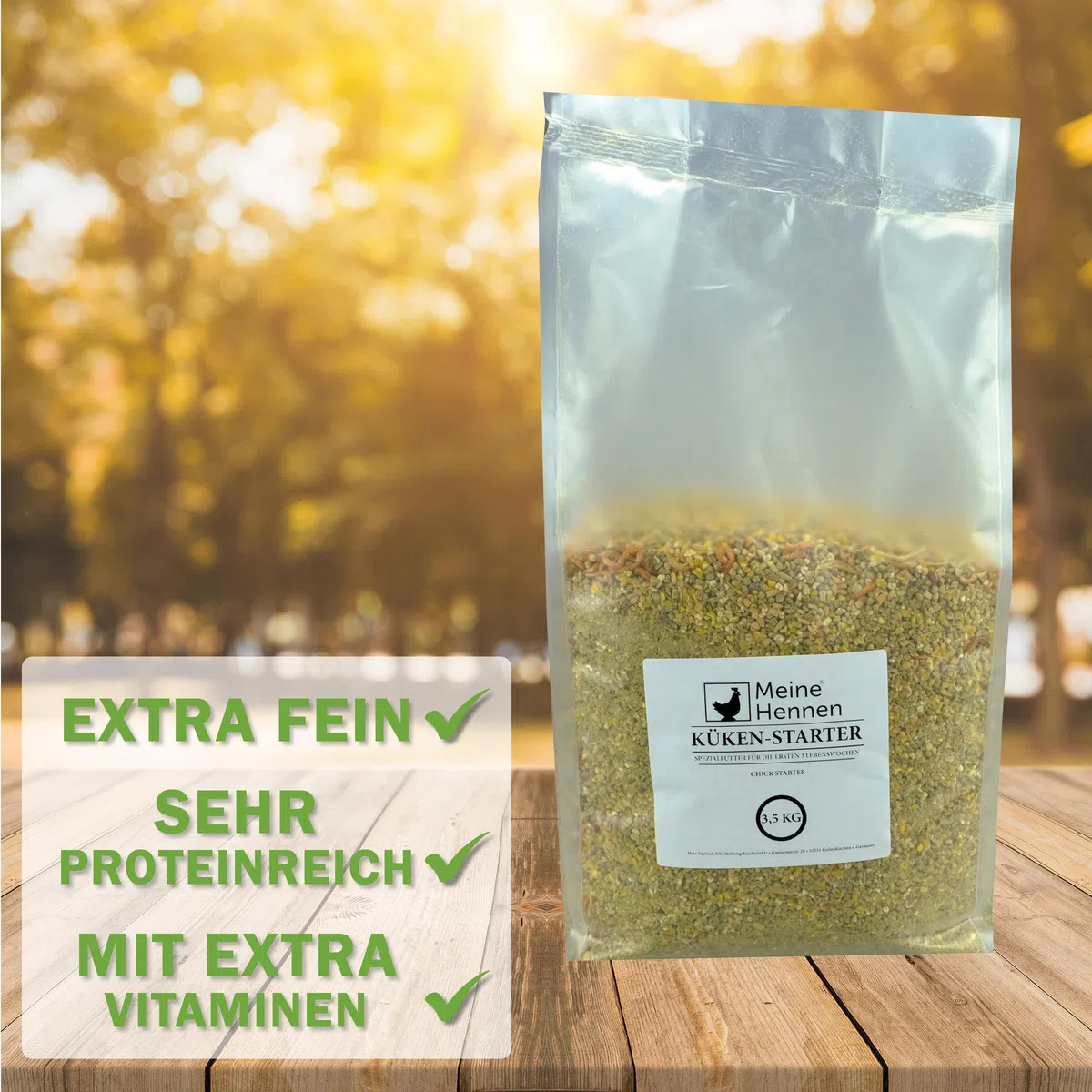 Meine Hennen Kükenstarter 3,5 kg Kükenfutter Crumble Alleinfuttermittel für Hühnerküke, proteinreich mit Minikrebsen und Gammarus ideales Aufzuchtfutter Starterfutter Küken Starter für Kükenaufzucht