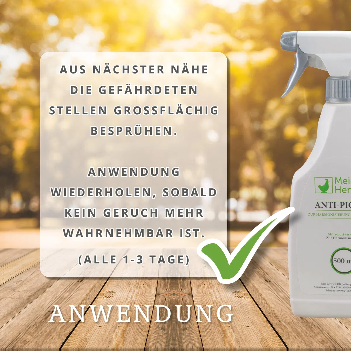MeineHennen Anti Pick 2.0 500ML Sprühflasche, ein Mittel gegen Federpicken/Federfressen für Hühner und Wachtel im Hühnerstall. Kannibalismus, zur Harmonisierung deines Geflügels.