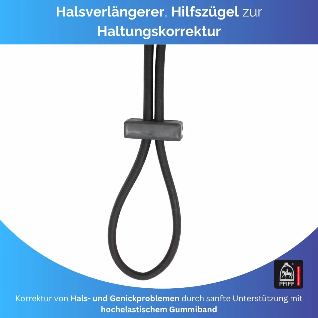 PFIFF 103118 Halsverlängerer, Hilfszügel zur Haltungskorrektur, elastisches Chambon, verlängerung des Halses, Verbesserung von Hals- und Genickbeschwerden, 3,4m, Schwarz, Full